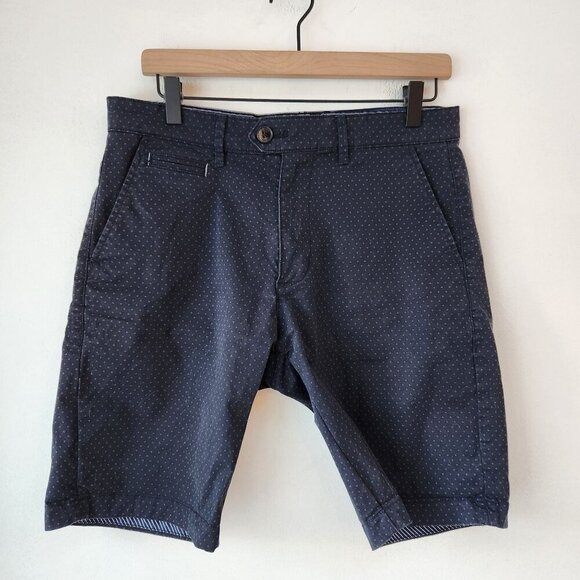 BUNDLE (2) Chino Shorts Blue Patterned Black Brown 1826 Denim & Flower Men's 30 - Picture 2 of 12